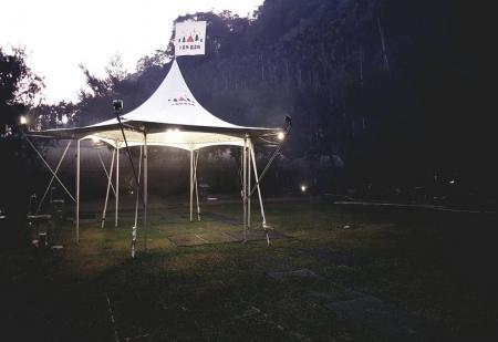 Шестигранная беседка с перекрестным кабелем-02